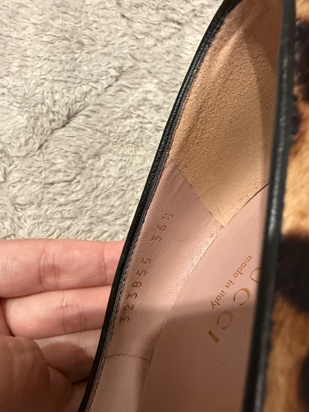 Gucci Leopard Calf Hair Pumps in Tan, Black & Pink - Picture 3 of 9